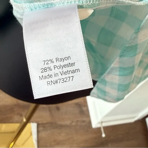 LC Lauren Conrad Aqua Checkered Blouse - Picture 6 of 8